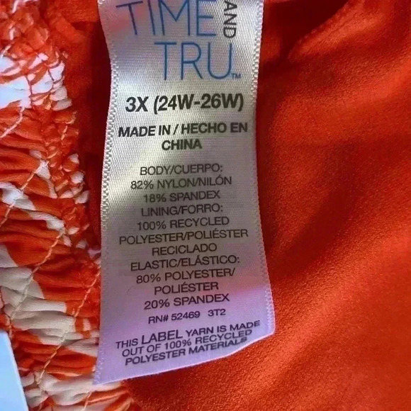 Time and Tru Orange & White 3X Two Piece Bathing Suit Bikini.  NWT - Picture 10 of 10